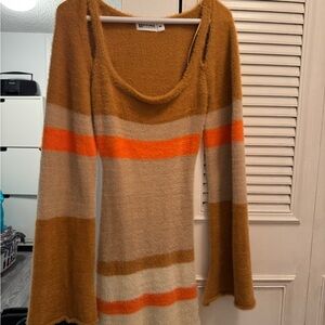 Brown and Orange Striped Dress